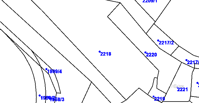 Parcela st. 2218 v KÚ Bzenec, Katastrální mapa