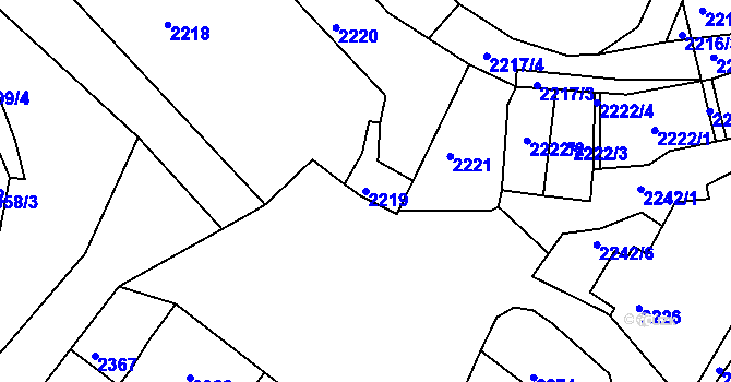 Parcela st. 2219 v KÚ Bzenec, Katastrální mapa
