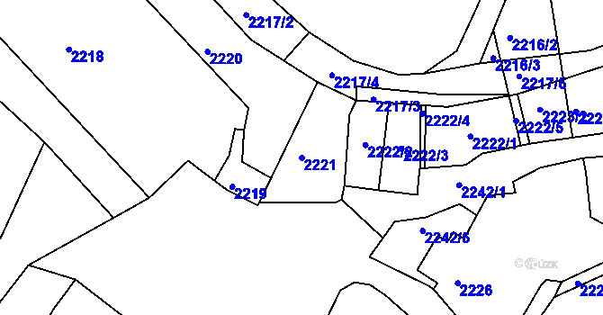 Parcela st. 2221 v KÚ Bzenec, Katastrální mapa