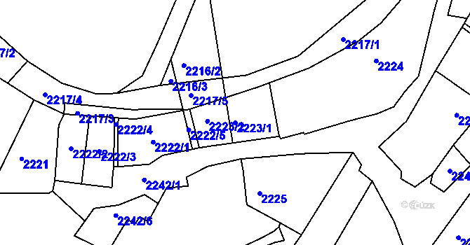 Parcela st. 2223/1 v KÚ Bzenec, Katastrální mapa