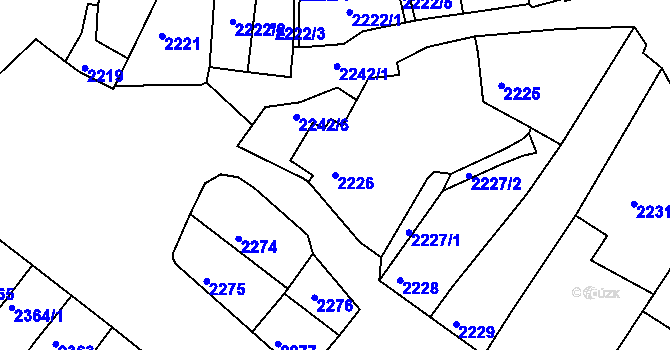 Parcela st. 2226 v KÚ Bzenec, Katastrální mapa