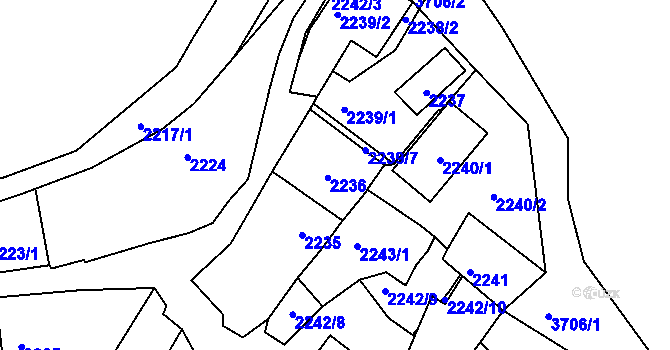 Parcela st. 2236 v KÚ Bzenec, Katastrální mapa
