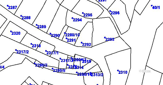 Parcela st. 2292 v KÚ Bzenec, Katastrální mapa