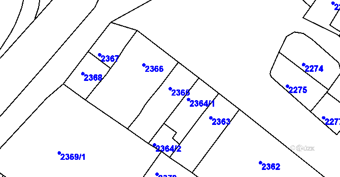 Parcela st. 2365 v KÚ Bzenec, Katastrální mapa