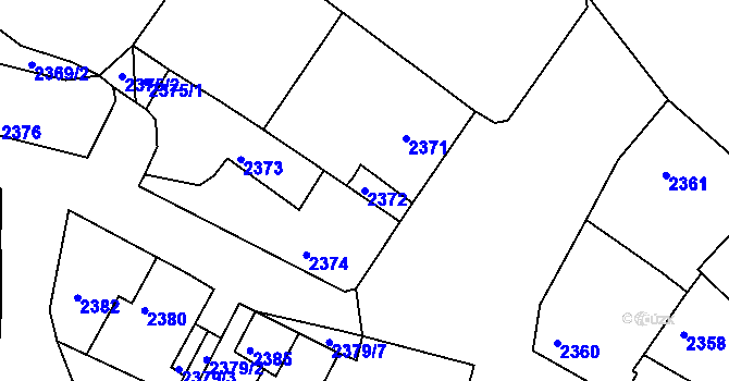 Parcela st. 2372 v KÚ Bzenec, Katastrální mapa