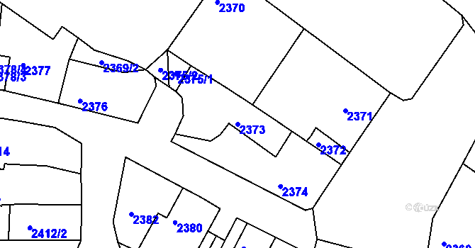 Parcela st. 2373 v KÚ Bzenec, Katastrální mapa
