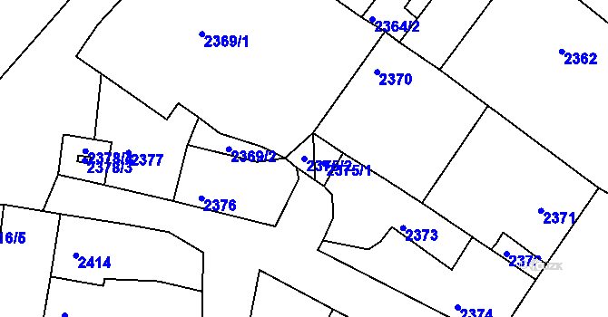 Parcela st. 2375/2 v KÚ Bzenec, Katastrální mapa