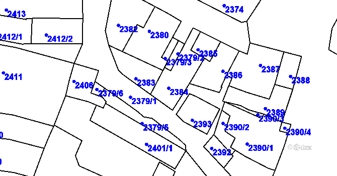 Parcela st. 2384 v KÚ Bzenec, Katastrální mapa