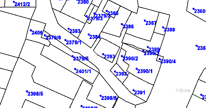 Parcela st. 2393 v KÚ Bzenec, Katastrální mapa