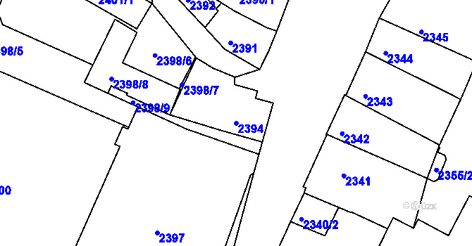 Parcela st. 2394 v KÚ Bzenec, Katastrální mapa