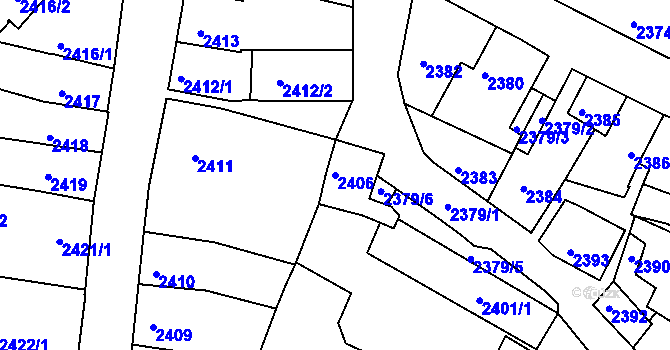 Parcela st. 2406 v KÚ Bzenec, Katastrální mapa