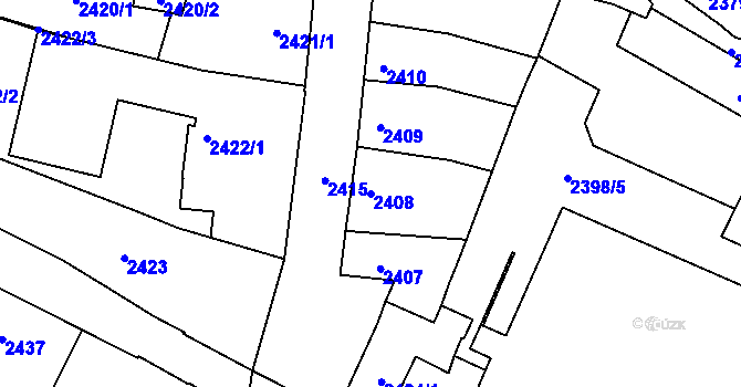 Parcela st. 2408 v KÚ Bzenec, Katastrální mapa