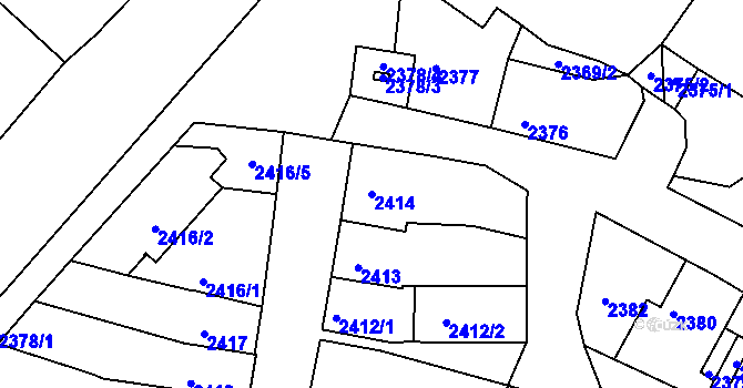 Parcela st. 2414 v KÚ Bzenec, Katastrální mapa