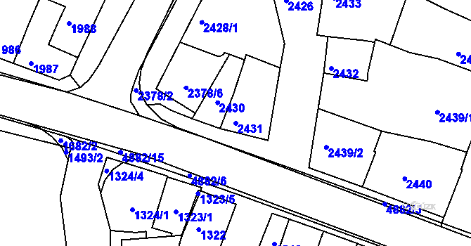 Parcela st. 2431 v KÚ Bzenec, Katastrální mapa