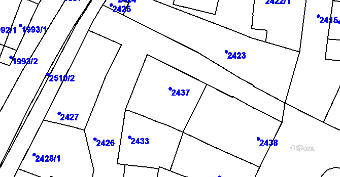 Parcela st. 2437 v KÚ Bzenec, Katastrální mapa
