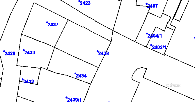 Parcela st. 2438 v KÚ Bzenec, Katastrální mapa