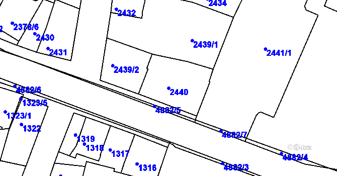 Parcela st. 2440 v KÚ Bzenec, Katastrální mapa