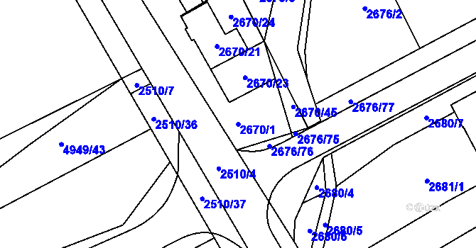 Parcela st. 2670/1 v KÚ Bzenec, Katastrální mapa