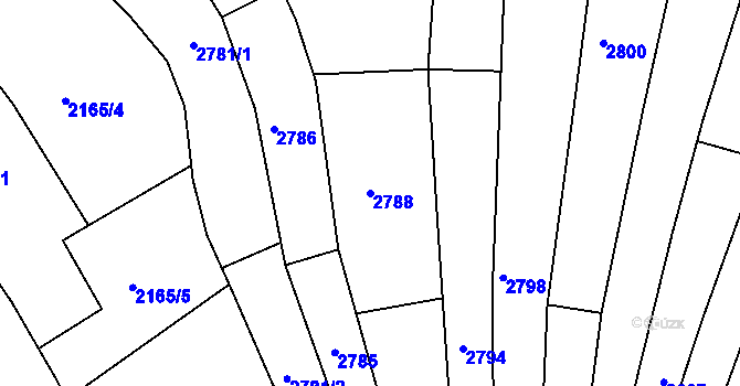 Parcela st. 2788 v KÚ Bzenec, Katastrální mapa