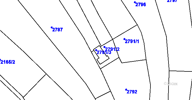 Parcela st. 2791/3 v KÚ Bzenec, Katastrální mapa