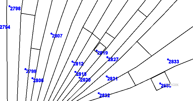 Parcela st. 2819 v KÚ Bzenec, Katastrální mapa