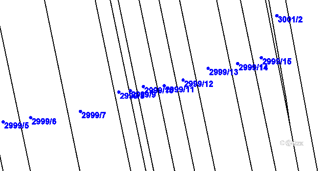 Parcela st. 2999/11 v KÚ Bzenec, Katastrální mapa