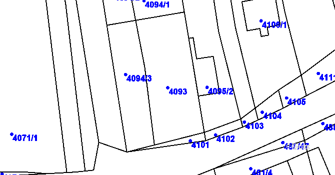Parcela st. 4093 v KÚ Bzenec, Katastrální mapa
