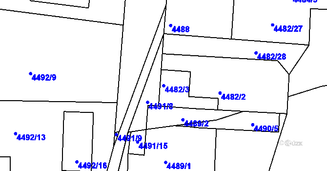 Parcela st. 4482/3 v KÚ Bzenec, Katastrální mapa