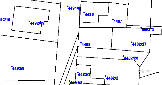 Parcela st. 4488 v KÚ Bzenec, Katastrální mapa