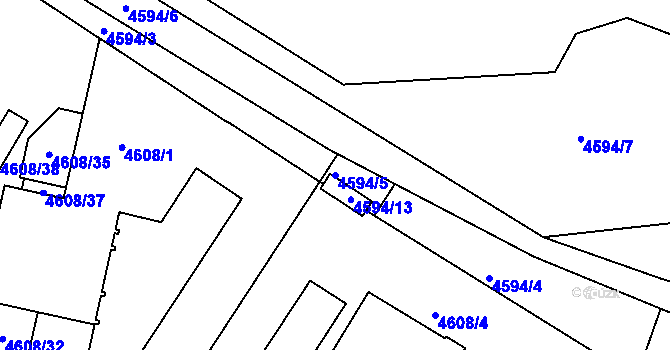Parcela st. 4594/5 v KÚ Bzenec, Katastrální mapa
