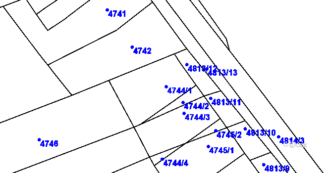 Parcela st. 4744/1 v KÚ Bzenec, Katastrální mapa