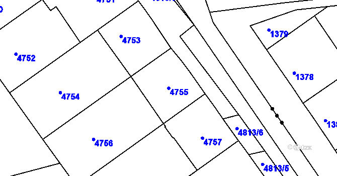 Parcela st. 4755 v KÚ Bzenec, Katastrální mapa