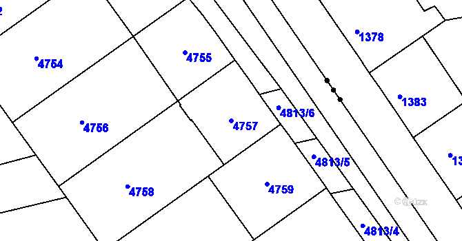 Parcela st. 4757 v KÚ Bzenec, Katastrální mapa