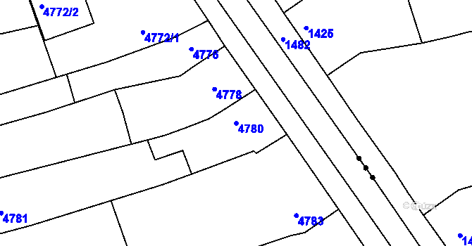 Parcela st. 4780 v KÚ Bzenec, Katastrální mapa