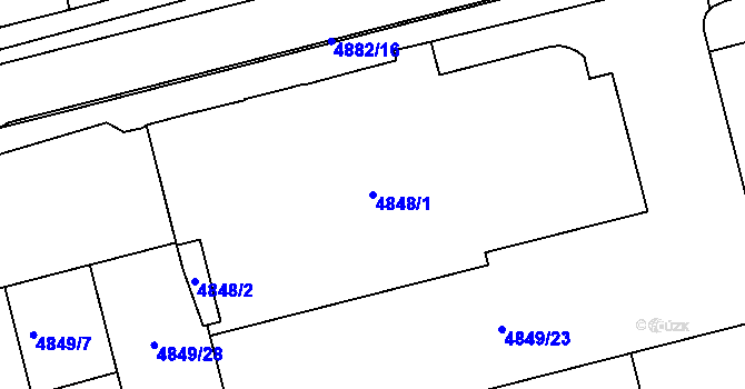 Parcela st. 4848/1 v KÚ Bzenec, Katastrální mapa