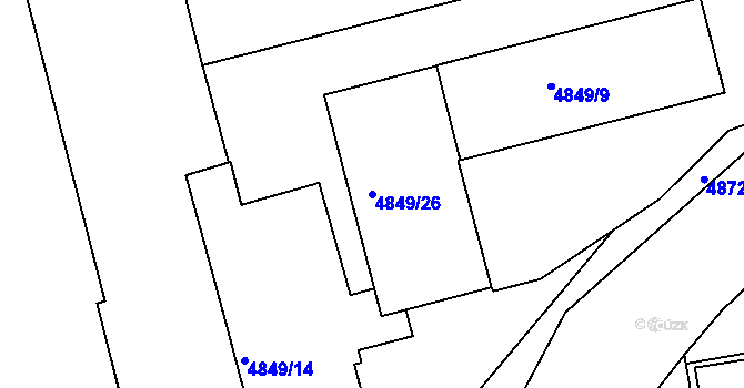 Parcela st. 4849/26 v KÚ Bzenec, Katastrální mapa