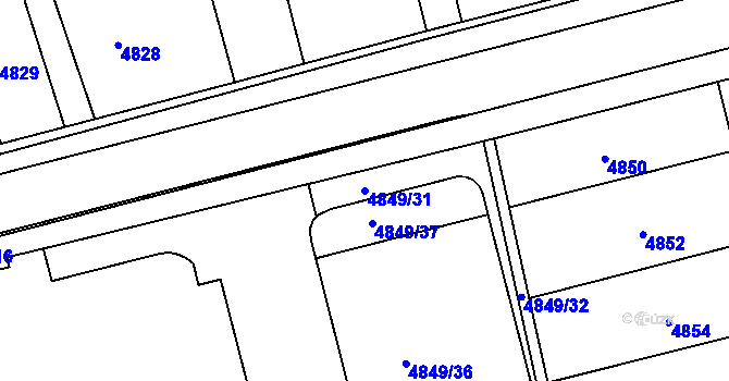 Parcela st. 4849/31 v KÚ Bzenec, Katastrální mapa