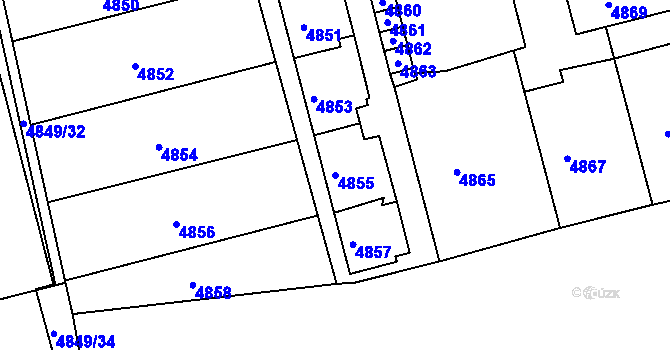 Parcela st. 4855 v KÚ Bzenec, Katastrální mapa