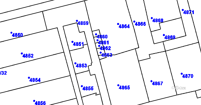 Parcela st. 4863 v KÚ Bzenec, Katastrální mapa