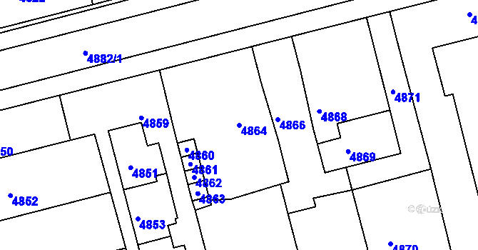 Parcela st. 4864 v KÚ Bzenec, Katastrální mapa