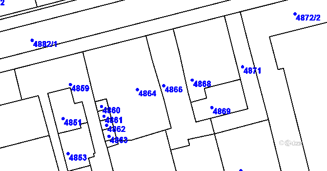 Parcela st. 4866 v KÚ Bzenec, Katastrální mapa