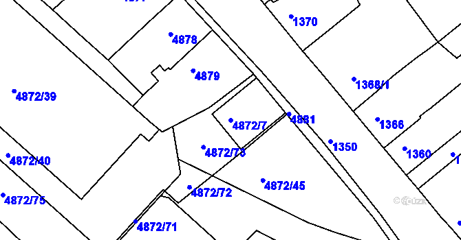 Parcela st. 4872/7 v KÚ Bzenec, Katastrální mapa