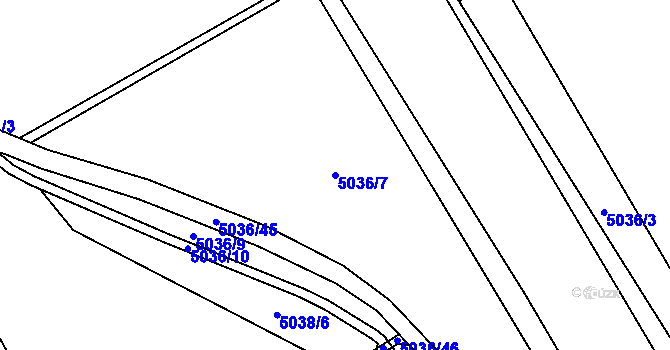 Parcela st. 5036/7 v KÚ Bzenec, Katastrální mapa