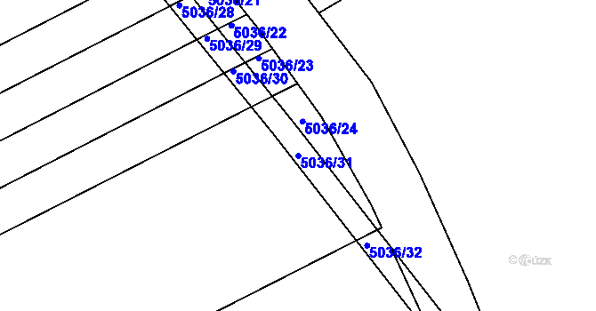 Parcela st. 5036/31 v KÚ Bzenec, Katastrální mapa