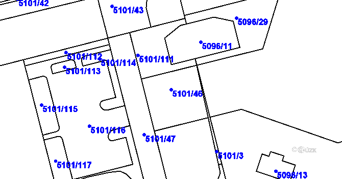 Parcela st. 5101/46 v KÚ Bzenec, Katastrální mapa