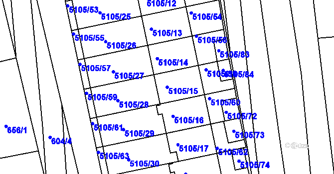 Parcela st. 5105/15 v KÚ Bzenec, Katastrální mapa
