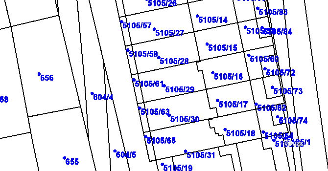 Parcela st. 5105/29 v KÚ Bzenec, Katastrální mapa