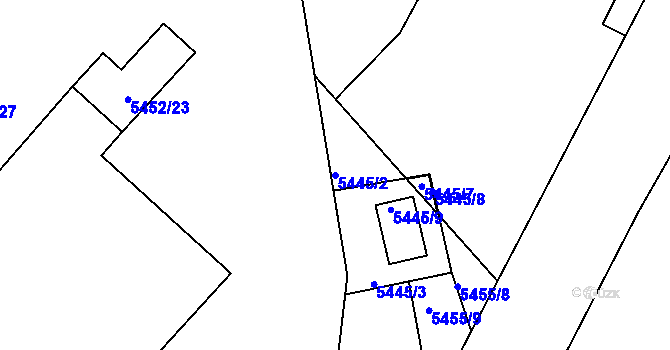 Parcela st. 5445/2 v KÚ Bzenec, Katastrální mapa