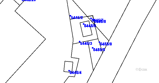 Parcela st. 5445/3 v KÚ Bzenec, Katastrální mapa