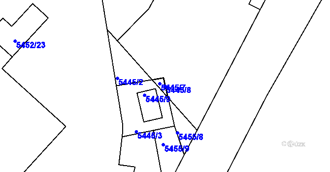 Parcela st. 5445/8 v KÚ Bzenec, Katastrální mapa
